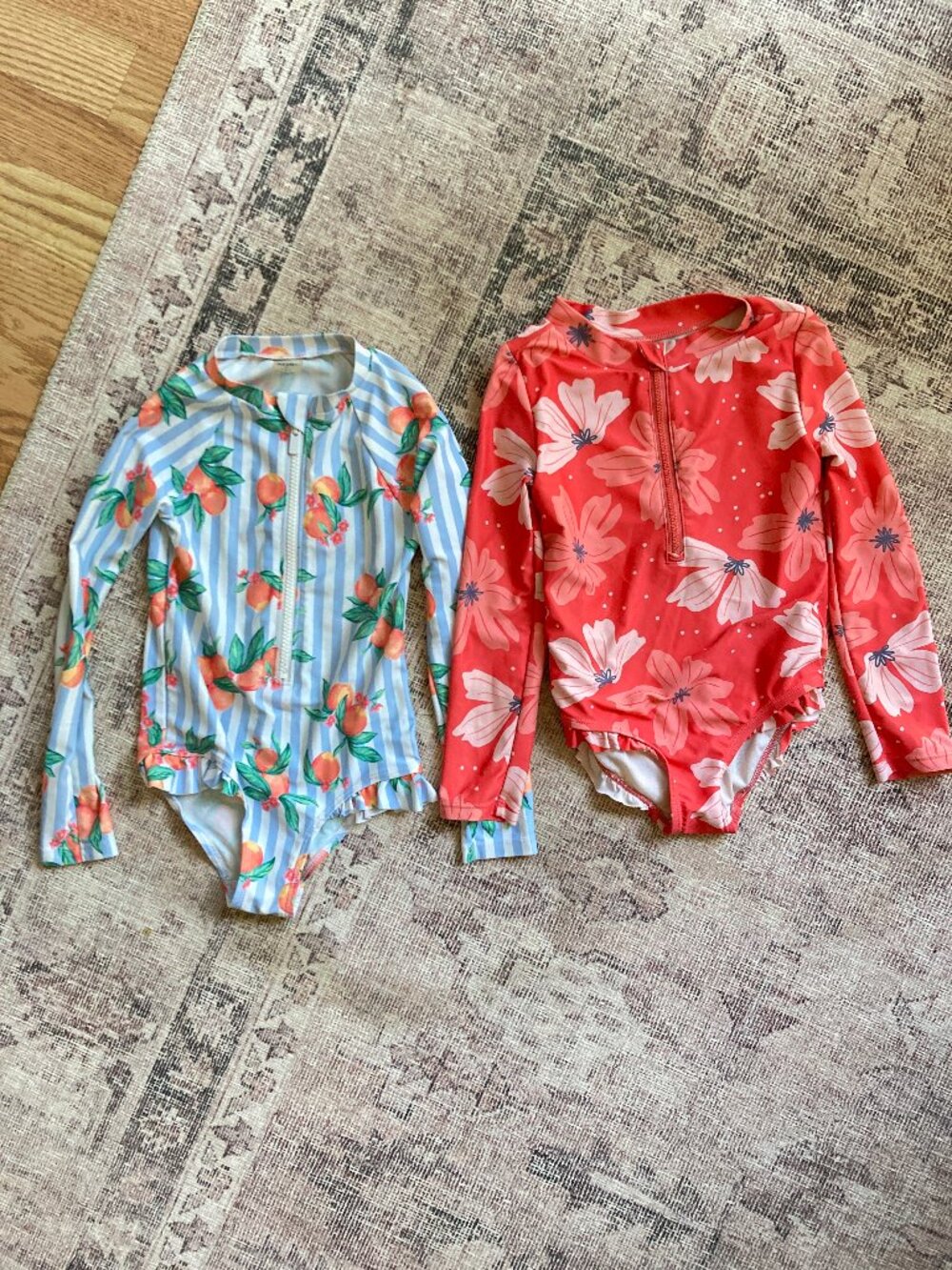 Bundle of 2 Girl's Rash Guard One Piece Swimsuits Size 5T Old Navy & Carter's